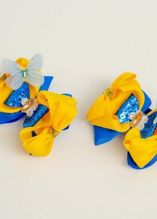 Модные бантики в желто-синем цвете