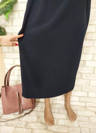 Новая стильная базовая юбка миди карандаш в темно синем цвете, размер хл-2хл5 фото