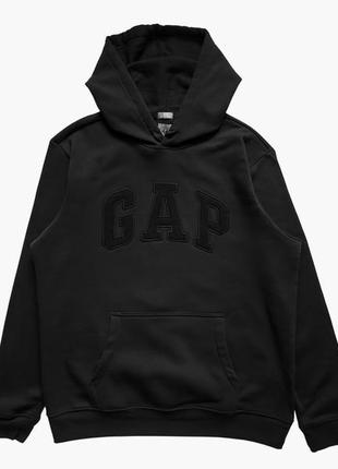 Худи gap fleece logo hoodie, triple black1 фото