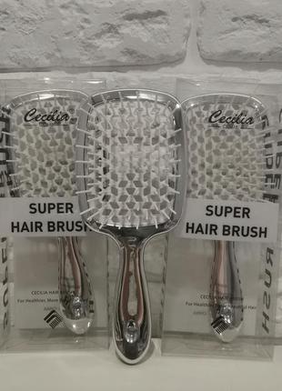 Гребінець super hair brush cecilia💟 новинка в срібному кольорі, не облазити преміум якість ☺️👌