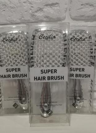 Гребінець super hair brush cecilia💟 новинка в срібному кольорі, не облазити преміум якість ☺️👌8 фото