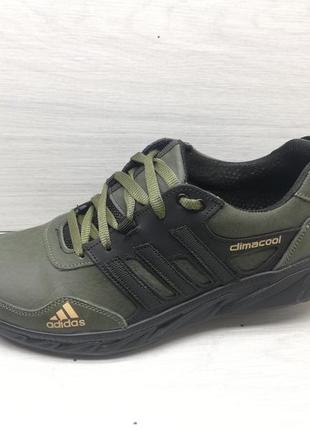 Кросівки шкіряні чоловічі adidas хакі