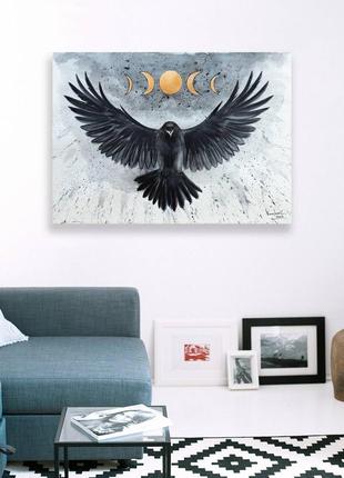 Картина «ворон и золотые луны»8 фото