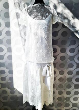 Фантастична стильно вішукана біла вінтажна гіпюрова мереживна сукня плаття ретро вінтаж гіпюр мереживо стиль гетсбі4 фото