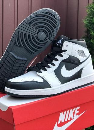 Мужские кроссовки nike air jordan 1 mid white black/ найки джордани чоловічі / кросівки спортивні чоловічі2 фото