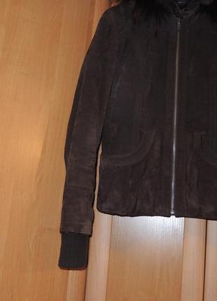 Шкіряна курточка утеплена з капишлном і натуральній опушенням4 фото