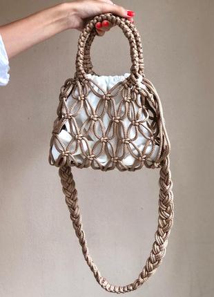 Сумка макраме авоська міні