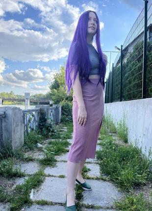 Парик длинный ровный омбре фиолетовый, очень густой, для фотосессии, косплея, аниме, хэллоуин