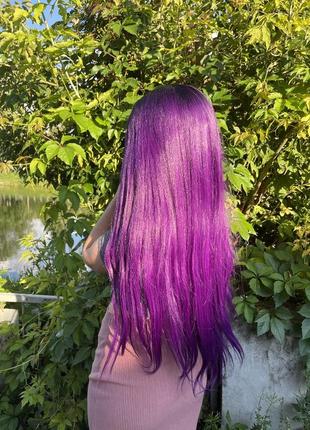 Парик длинный ровный омбре фиолетовый, очень густой, для фотосессии, косплея, аниме, хэллоуин