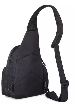 Мужская сумка тактическая через плечо черная - размер сумки 35*20*12см, 3 кармана спереди и 1 кармашек боковой3 фото