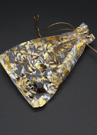 Подарочные мешочки из органзы. цвет золото. 10х14см1 фото