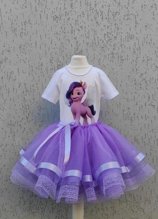Костюм для дівчинки з поні лавандова спідничка з фатину  вбрання принцеси піпп pipp персоналізовані костюми з іменем2 фото