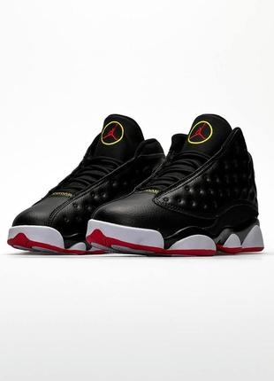 Мужские кроссовки nike air jordan 13 retro black red  топ качество