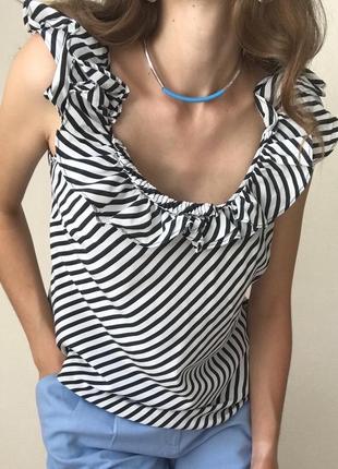 100% шовк. майка coast полосата на літо в морському стилі