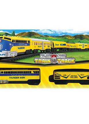 Залізниця hx2012-20 локомотив, вагон, їздить, 14дет., муз., світло, бат., кор., 48-25-7см.