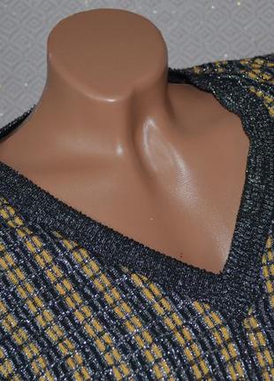 S/26 жіночий светр у смужку з v-подібним вирізом і люрексом zara trafaluc7 фото