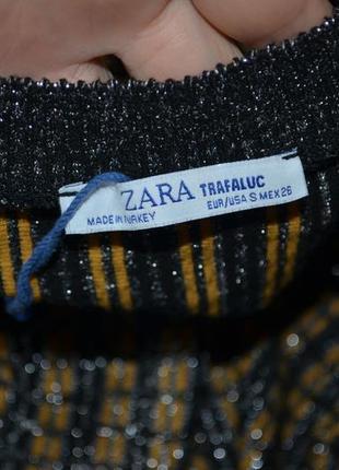 S/26 жіночий светр у смужку з v-подібним вирізом і люрексом zara trafaluc9 фото