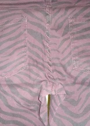 Бордові бавовняні джинси скінні обтягуючі із принтом зебра4 фото