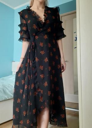 Zara сукня на запах в квіти шифонова2 фото