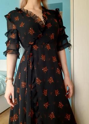 Zara сукня на запах в квіти шифонова4 фото