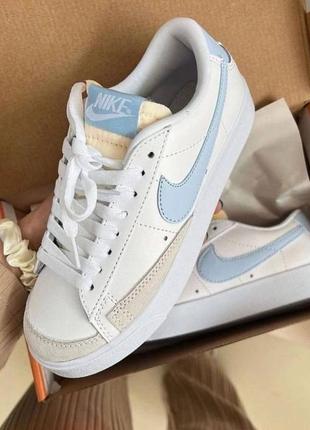 Жіночі nike blazer low blue 36-41 шкіряні 👟✅✅✅7 фото