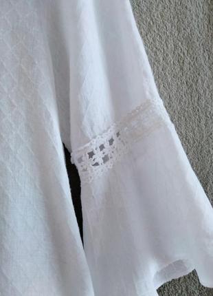 Италия. льняная белая блуза.р-р s, m.4 фото