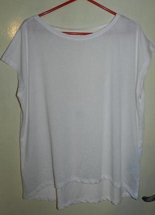 Стильная,белая блузка-футболка с удлинённой спинкой,большого размера,h&m,турция1 фото
