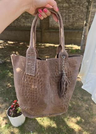 Жіноча шкіряна сумка шоппер італія1 фото