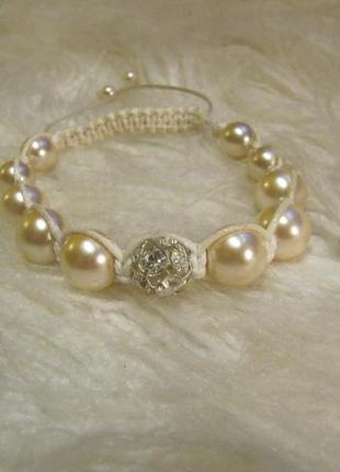 Браслет шамбала на привлечение любви жемчуг
