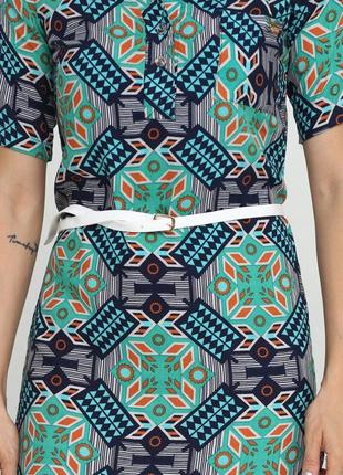 Бірюзова кежуал сукня сорочка radda з геометричним візерунком 50024 фото