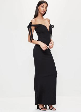 Missguided платье чёрное силуэтное декольте2 фото