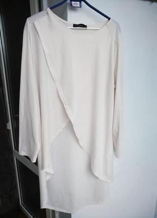 Стильная длинная туника накидка в рубчик, 52-58