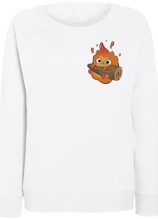 Женский свитшот cute cartoon calcifer (белый)