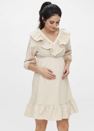 Короткое бежевое платье с длинным рукавом mldelilah для беременных (размер xl)