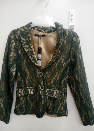 Піджак, підлітковий, мереживний, зелений, d-zine jeans, розмір 164-170, 119672 фото