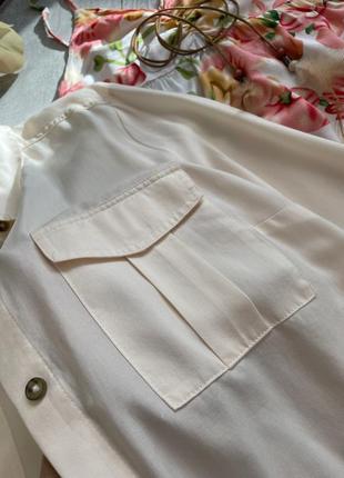 Базовая рубашка цвет шампань с накладными карманами размер m-l-xl в стиле зара манго3 фото