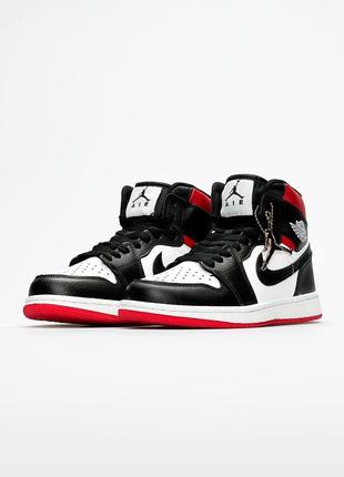 Женские кроссовки nike air jordan high black red white #найк