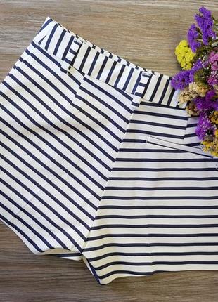 Класические короткие шорты в полоску,полосатые трендовые високие шорты h&m xs,s,m,l3 фото