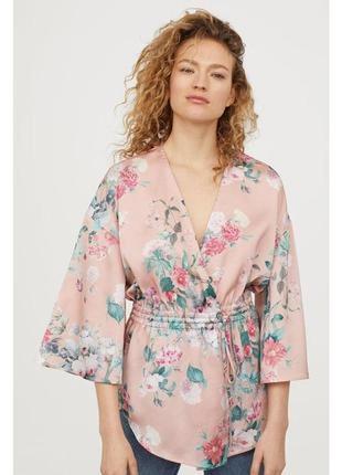 Женская летняя атласная блузка блуза рубашка кофта h&m