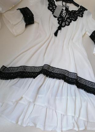Сукня-туніка напівпрозора з бахромою мереживом матеріал жниварка виробник італія можна носити як тун9 фото