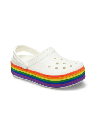 Crocs crocband platform rainbow  жіночі крокси сабо на платформі, кроксы радуга3 фото