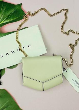 Кремовая кожаная сумочка 195€ sandro paris. оригинал