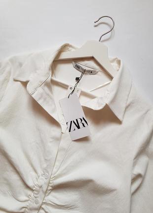 Новая с биркой белая блуза zara, классическая блуза, женская белая рубашка9 фото