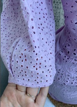 32/04/xxs h&m нова фірмова жіноча натуральная сукня лавандова вибивка сток5 фото