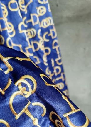 Довга спіднця плісе винтажная юбка плиссе из атласа атласная в стиле versace синяя макси в пол4 фото