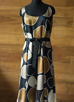 Чорна шовкова сукня з абстрактним принтом міді жіноча laura ashley, размер xl