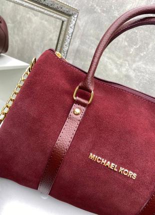 Бордо - ​michael kors - натуральный замш - шикарная красивая сумка-бочонок2 фото