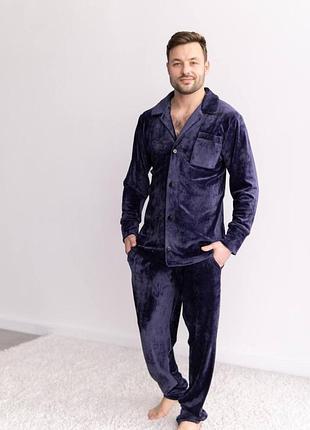 Чоловіча велюрова піжама «ґудзик» 🖤