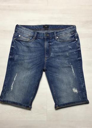 Фирменные мужские джинсовые шорты стрейч чоловічі джинсові стрейчеві шорти river island2 фото