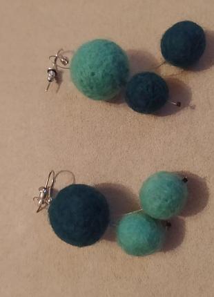 Сережки валяння вовна